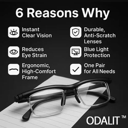 【ADJUSTABLE FOCUS GLASSES】See Every Moment Clearly With ODALIT!