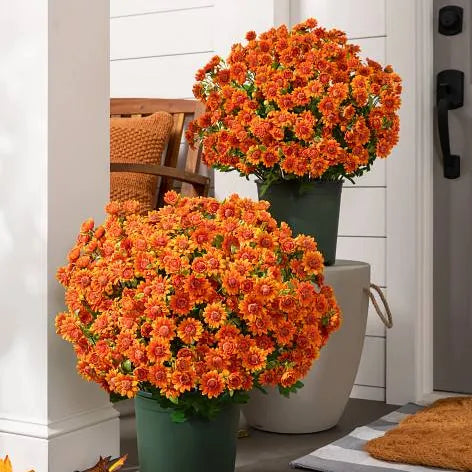 💥Last Day Each(Only $4.79 per bundle!)- Artificial Outdoor Sunset Mums Flowers -  Waterproof, Windproof