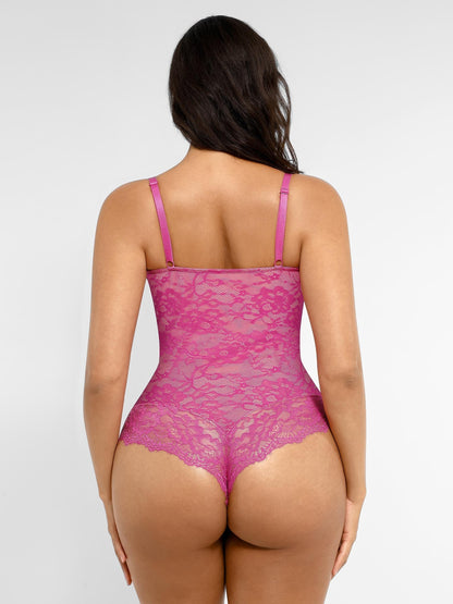 Feelingirl Lace V Neck Full Bodysuit